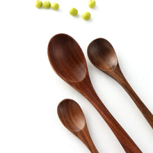 Load image into Gallery viewer, Flatware Soup Wooden Black Walnut Honey Tea Scoops Coffee Spoons Rice Shovel Spoon
