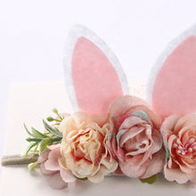 Load image into Gallery viewer, Easter Day Baby Headband Rabbit Ear Newborn Photography Props Boy Girl Nylon Hair Bands Artificial Flower Festival Headwrap
