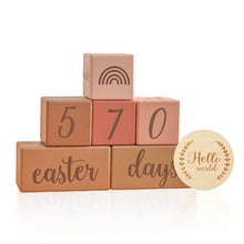 Load image into Gallery viewer, 3pc Raw Wood Baby Milestone Blocks - Engraved Photography Props
