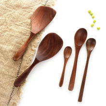 Load image into Gallery viewer, Flatware Soup Wooden Black Walnut Honey Tea Scoops Coffee Spoons Rice Shovel Spoon
