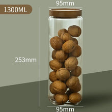 Load image into Gallery viewer, Wood Lid Glass Airtight Canister Kitchen Storage Bottles Jars Food Container Grains Tea Coffee Beans Grains Candy Jar Containers
