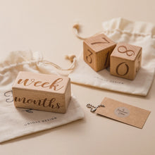 Load image into Gallery viewer, 3pc Raw Wood Baby Milestone Blocks - Engraved Photography Props
