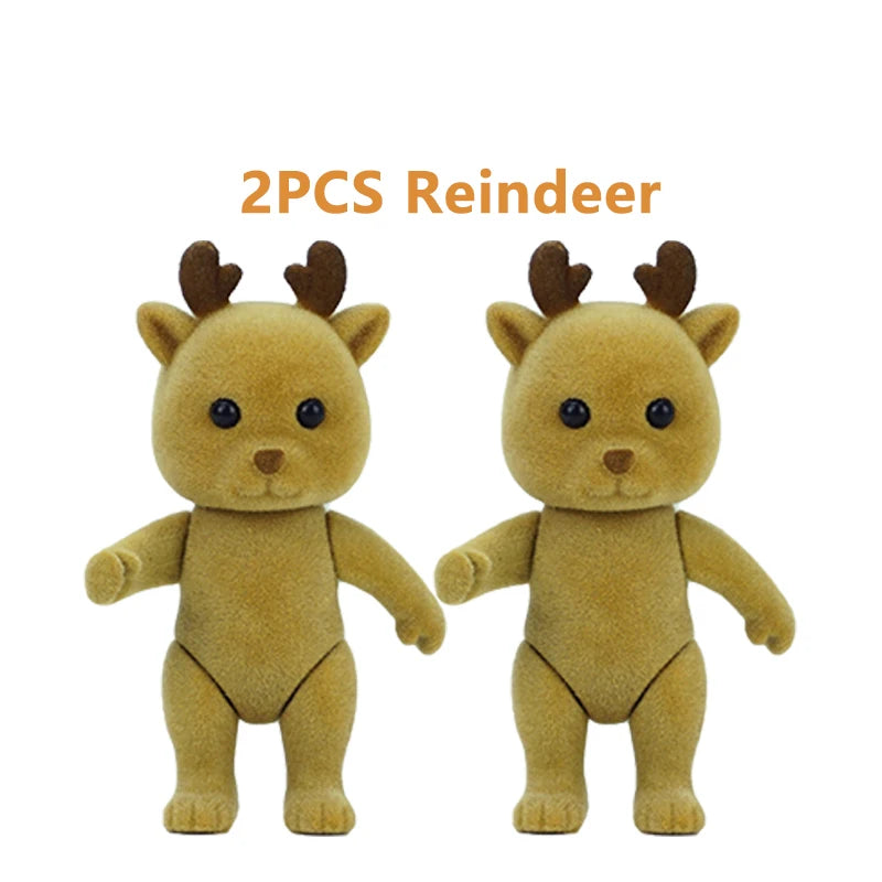 Easter Bunny Forest Animal Family Dolls Clothes Compatible 1:12 Dollhouse Accessories 10CM Clothes Pretend Play Toys Gifts Kids
