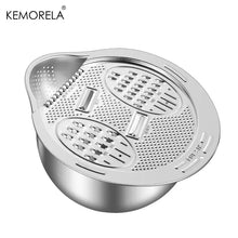 Load image into Gallery viewer, KEMORELA 2 in1 Wash and Cut Vegetable Drain Bowl Stainless Steel 304 Rice Washing Bowl Fruit And Vegetable Strainer Kitchen Tool
