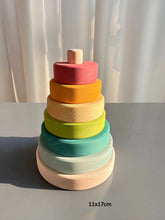 Load image into Gallery viewer, Kids Wooden Toys Pastel Nordic Buiding Blocks Stacking Crochet House  Animals Rainbow Forest Trees
