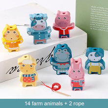 Load image into Gallery viewer, Wooden farm animal lacing beads
