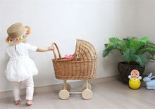 Load image into Gallery viewer, Retro Rattan Doll Stroller Toy Studio Photo Props Baby Doll Carriage Children&#39;s Room Decoration Baby Doll Cart Pretend Play Toys
