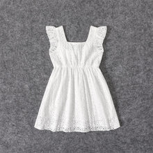 Load image into Gallery viewer, PatPat 100% Cotton Family Matching Outfits White Hollow-Out Floral Embroidered Ruffle Sleeveless Dress for Mom and Me Dresses
