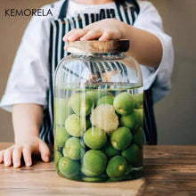 Load image into Gallery viewer, KEMORELA 3L Kitchen Glass Jars With Acacia Airtight Lid For Flour And Sugar Baby Food Container Heat Resistant Transparent Glass
