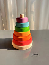 Load image into Gallery viewer, Kids Wooden Toys Pastel Nordic Buiding Blocks Stacking Crochet House  Animals Rainbow Forest Trees
