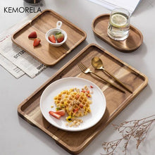 Load image into Gallery viewer, 1PCS Acacia Wood Coffee Tray Food CupTrays Decorative Wood Tray Dessert Bamboo Tray Gongfu Tea Tray Kitchen Storage Accessories
