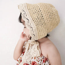 Load image into Gallery viewer, Cute Lace Girls Straw Hat Summer Bow Girls Boys Sun Cap Wide Brim Sun Protection Kids Fisherman Hat Beach Panama Caps
