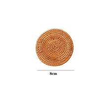 Load image into Gallery viewer, KEMORELA 1PC Round Natural Rattan Coasters Bowl Pad Handmade Padding Cup Mat Insulation Placemats Kitchen Decoration Accessories
