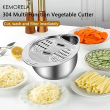 Load image into Gallery viewer, KEMORELA 2 in1 Wash and Cut Vegetable Drain Bowl Stainless Steel 304 Rice Washing Bowl Fruit And Vegetable Strainer Kitchen Tool
