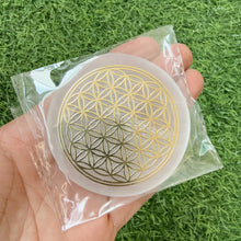 Load image into Gallery viewer, Selenite Charging Plate with Flower of Life Design, about 6–7cm
