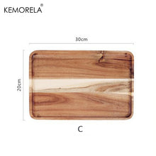 Load image into Gallery viewer, 1PCS Acacia Wood Coffee Tray Food CupTrays Decorative Wood Tray Dessert Bamboo Tray Gongfu Tea Tray Kitchen Storage Accessories
