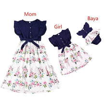Load image into Gallery viewer, Mother Daughter Macthing Dresses Family Set Flower Mom Mum Baby Mommy and Me Clothes Fashion Cotton Dress Women Girls Outfits
