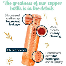 Load image into Gallery viewer, Kitchen Science Copper Water Bottle (32oz/950ml) w/a Carrying Canvas Bag | 100% Pure Copper Bottle for Drinking Water
