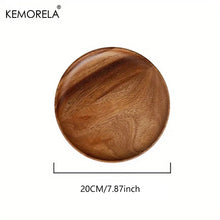 Load image into Gallery viewer, Handmade Acacia Wood Round Plate - Sushi, Dessert &amp; Bread Dish
