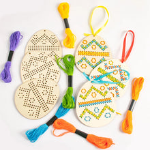 Load image into Gallery viewer, Easter Wooden Cross Stitch Kit DIY Easter Bunny Egg Wood Ornament Hanging Decor Easter Party for Kids Arts Crafts Activity Party
