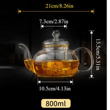 Load image into Gallery viewer, Heat-Resistant Glass Teapot with Infuser, 400ml to 1000ml
