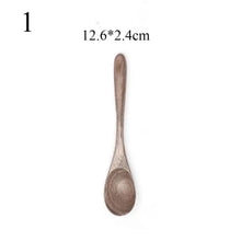 Load image into Gallery viewer, Flatware Soup Wooden Black Walnut Honey Tea Scoops Coffee Spoons Rice Shovel Spoon
