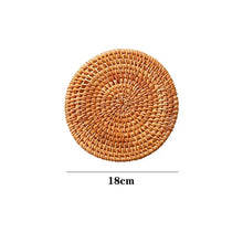 Load image into Gallery viewer, KEMORELA 1PC Round Natural Rattan Coasters Bowl Pad Handmade Padding Cup Mat Insulation Placemats Kitchen Decoration Accessories
