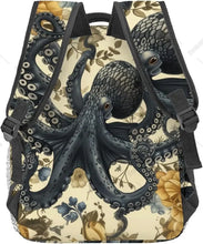 Load image into Gallery viewer, Octopus &amp; Floral Backpack – Stylish Marine Botanical School Bag
