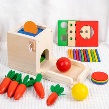 Load image into Gallery viewer, Montessori Wooden Play Kit, Object Permanence and Sorting
