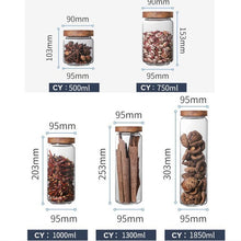 Load image into Gallery viewer, Wood Lid Glass Airtight Canister Kitchen Storage Bottles Jars Food Container Grains Tea Coffee Beans Grains Candy Jar Containers
