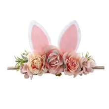 Load image into Gallery viewer, Lovely Baby Girls Easter Day Headband Rabbit Ear Newborn Photo Props Cute Elastic Flower Crown Hairbands Party Hair Accessories
