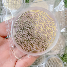 Load image into Gallery viewer, Selenite Charging Plate with Flower of Life Design, about 6–7cm
