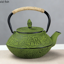 Load image into Gallery viewer, Green Cast Iron Teapot with Infuser, 800ml
