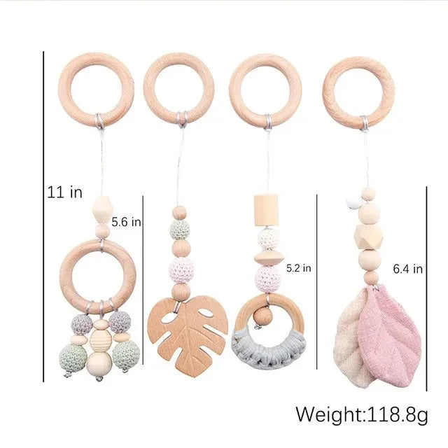 Wooden Baby Rattle Teether & Sensory Toys Set