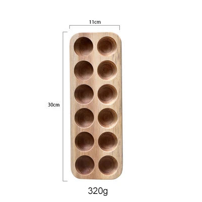 Japanese Style Wooden Double Row Egg Storage Box Home Organizer Rack Eggs Refrigerator Holder Kitchen Fresh Keeping Accessories