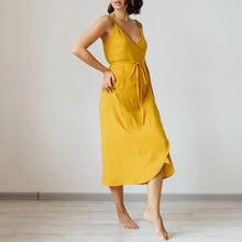 Load image into Gallery viewer, Elegant Vintage Cotton Crepe V-Neck Maxi Dress
