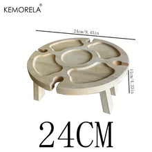 Load image into Gallery viewer, KEMORELA 1 Wooden Portable Dining Table 30Cm/24Cm Casual Snack Table Fruit Tray Outdoor Wine Rack Travel Picnic Folding Table
