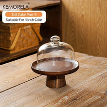 Load image into Gallery viewer, Japanese Wooden Cake Tray Food Storage Box With Glass Lid Kitchen Fruit Cake Dessert Nut Snack Kitchen Storage Box
