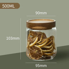 Load image into Gallery viewer, Wood Lid Glass Airtight Canister Kitchen Storage Bottles Jars Food Container Grains Tea Coffee Beans Grains Candy Jar Containers
