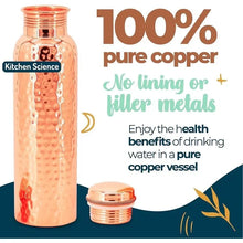 Load image into Gallery viewer, Kitchen Science Copper Water Bottle (32oz/950ml) w/a Carrying Canvas Bag | 100% Pure Copper Bottle for Drinking Water
