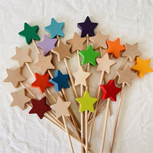 Load image into Gallery viewer, Wooden Rainbow Star Wands, 22.5 cm, Packs of 12 or 24
