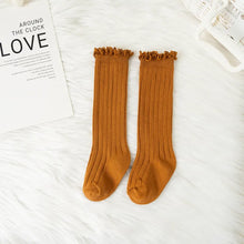 Load image into Gallery viewer, Ruffle-Top Cotton Knee Socks for Little Ones
