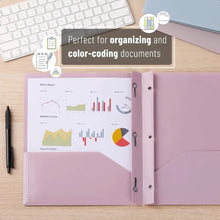 Load image into Gallery viewer, 5-Pack Plastic Folders with Pockets &amp; Prongs – Pastel Letter Size 8.5x11
