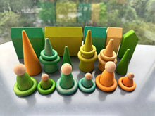 Load image into Gallery viewer, Kids Wooden Toys Pastel Nordic Buiding Blocks Stacking Crochet House  Animals Rainbow Forest Trees
