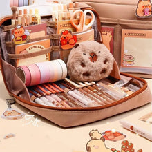 Load image into Gallery viewer, Capybara Stationery Set with Pencil Case, Pens, Ruler &amp; Sticky Notes
