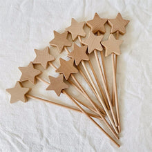 Load image into Gallery viewer, Wooden Rainbow Star Wands, 22.5 cm, Packs of 12 or 24
