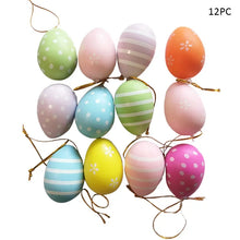 Load image into Gallery viewer, 12pcs Easter Artificial Eggs Decors for Home Colorful Easter Eggs Hanging Craft Kids Gift Favor Easter Chicks Party Decor 2025
