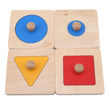 Load image into Gallery viewer, Square wooden knob puzzle with shapes
