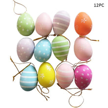 Load image into Gallery viewer, 12pcs Easter Artificial Eggs Decors for Home Colorful Easter Eggs Hanging Craft Kids Gift Favor Easter Chicks Party Decor 2025
