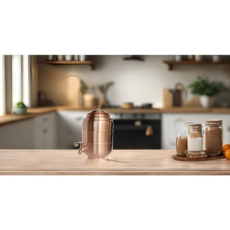 100% Pure Copper water Dispenser Storage Tank Pot, Stainless Steel Faucet spigot and Lid included